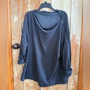 Women's Charcoal Gray zip shoulder Top